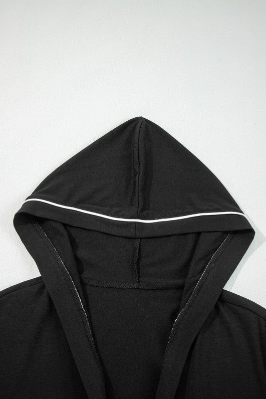 Contrast Trim Hooded Cardigan and Pants Set