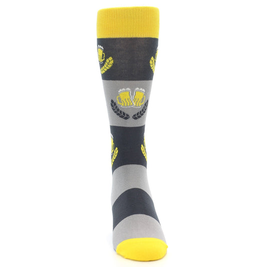 Yellow Grey Beer Mug Men's Dress Socks