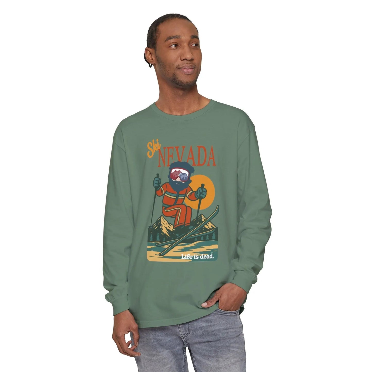 Ski Nevada - Life is dead.® Mountain Collection Garment-Dyed Long Sleeve T-Shirt
