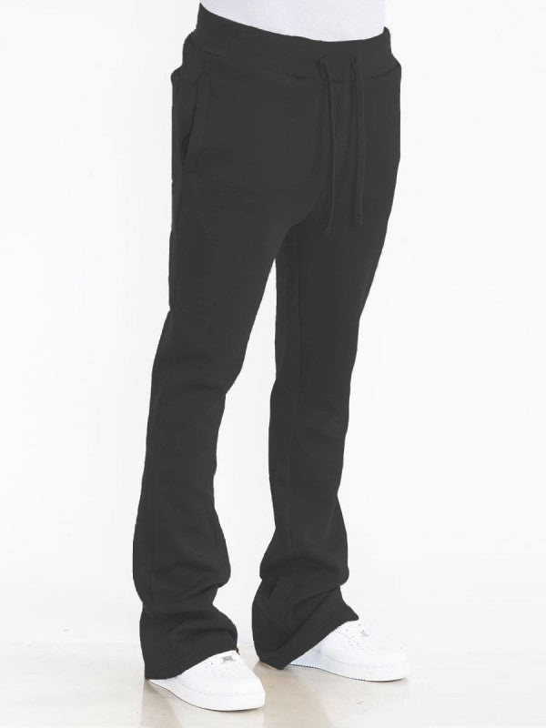 Solid Stacked Flare Track Pants