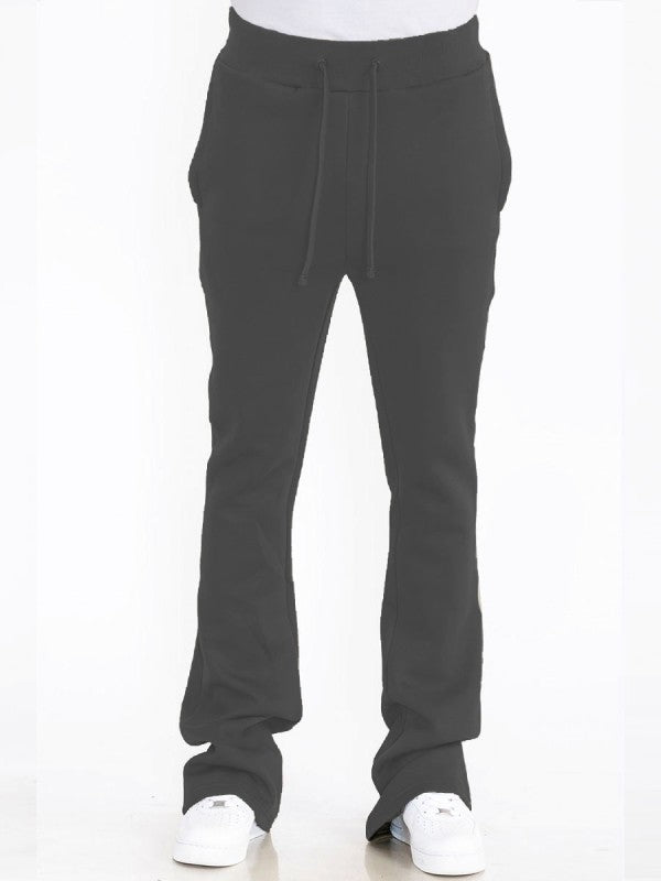 Solid Stacked Flare Track Pants