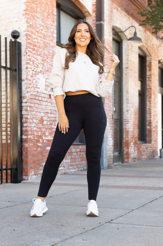 Julia Rose |Black Full Length Leggings with Pockets
