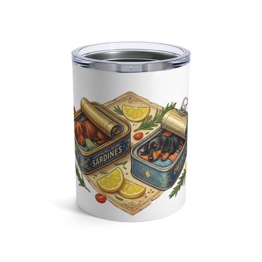Tinned Fish Pups - Sleepy Sardine Dachshunds 12oz Short Tumbler