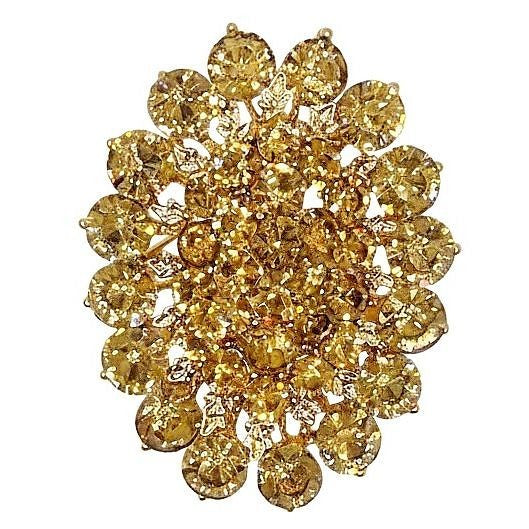 Elegant Oval Flower Rhinestone Brooch Pin