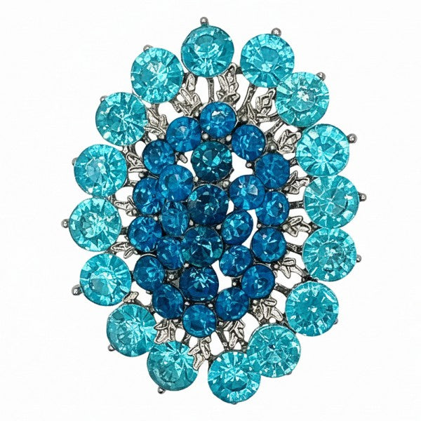 Elegant Oval Flower Rhinestone Brooch Pin