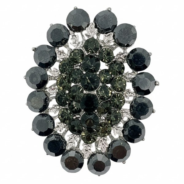 Elegant Oval Flower Rhinestone Brooch Pin