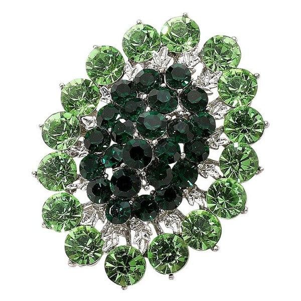 Elegant Oval Flower Rhinestone Brooch Pin