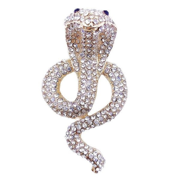Dreamy Snake Cobra Rhinestone Brooch Pin