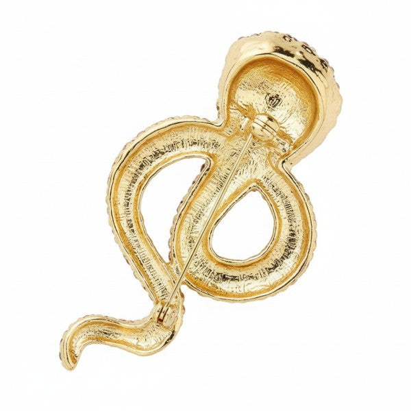 Dreamy Snake Cobra Rhinestone Brooch Pin
