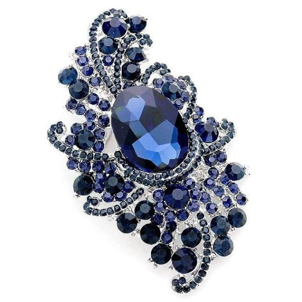 Sophisticated Duke Bloom Rhinestone Brooch Pin