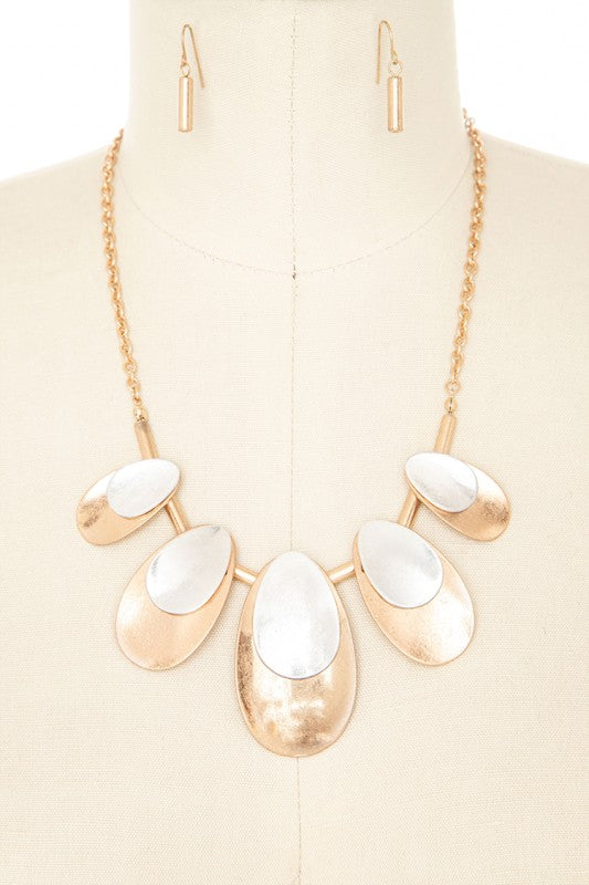 2 Tone Statement Necklace Set