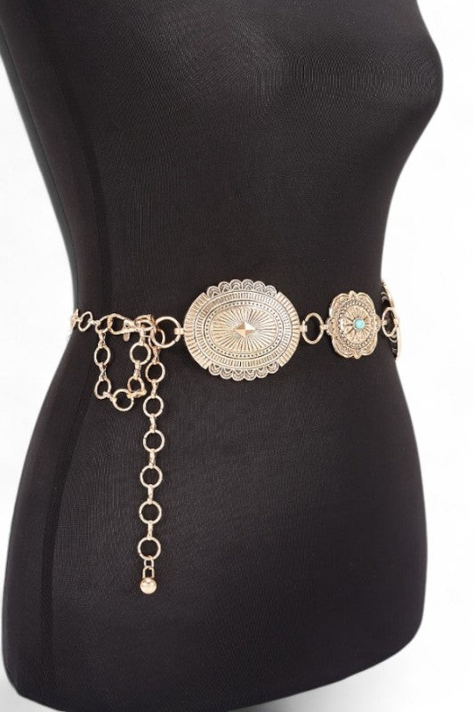 Mix Size Western Concho Station Fashion Chain Belt