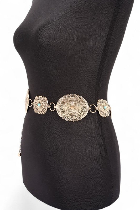 Mix Size Western Concho Station Fashion Chain Belt
