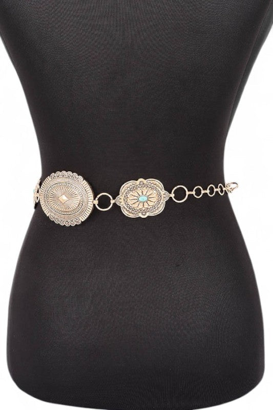 Mix Size Western Concho Station Fashion Chain Belt