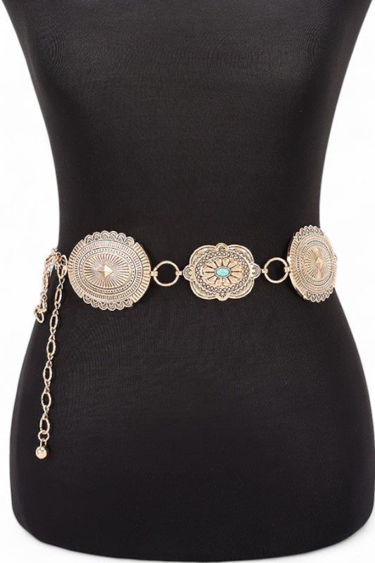 Mix Size Western Concho Station Fashion Chain Belt