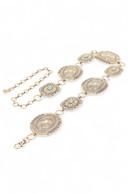 Mix Size Western Concho Station Fashion Chain Belt