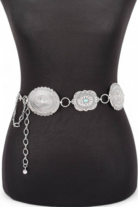 Mix Size Western Concho Station Fashion Chain Belt