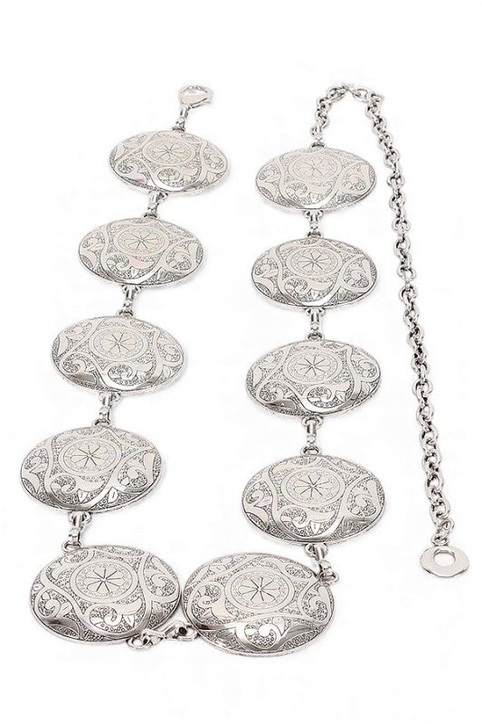 Engraved Concho Western Chain Belt