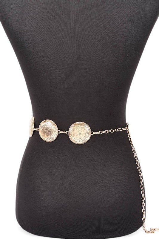 Engraved Concho Western Chain Belt