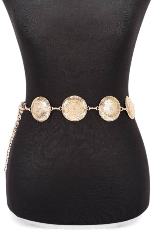 Engraved Concho Western Chain Belt