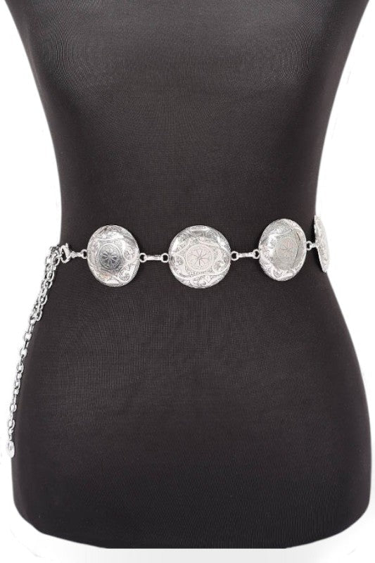 Engraved Concho Western Chain Belt