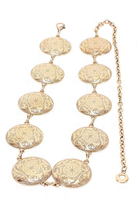 Engraved Concho Western Chain Belt