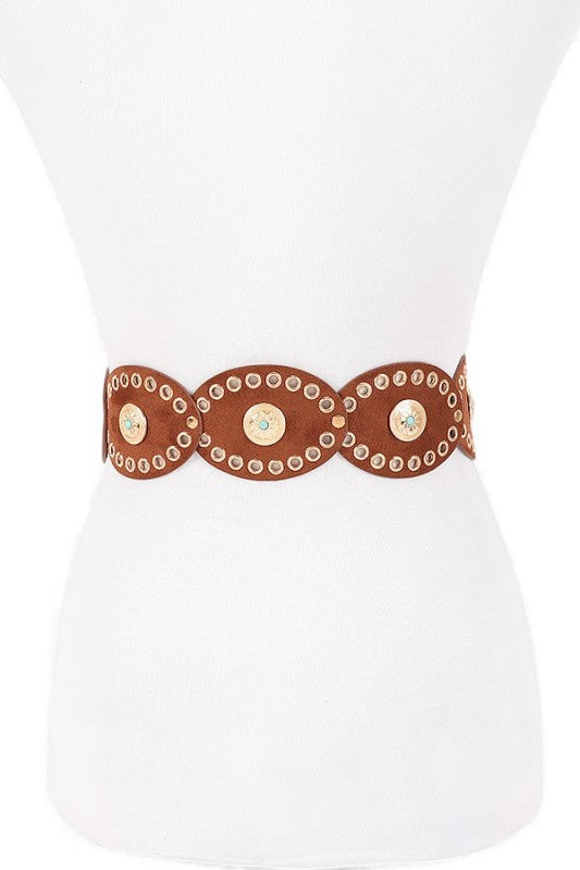 Oval Boho Western Sueded Disk Belt