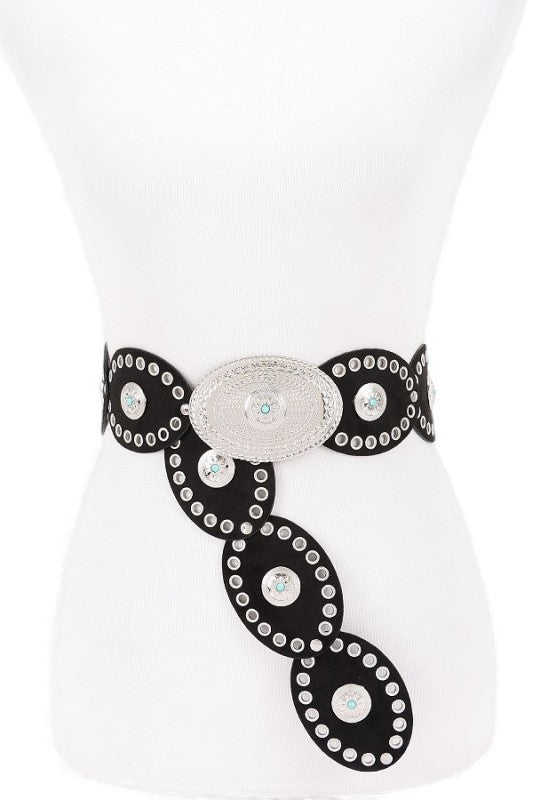 Oval Boho Western Sueded Disk Belt