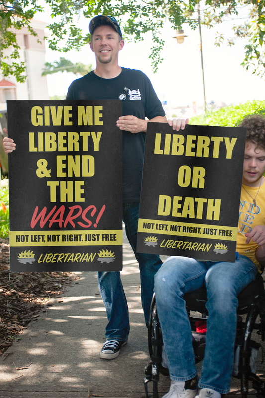 Give Me Liberty and End the Wars - Profits for Protests Adult Sign (24" x 36")