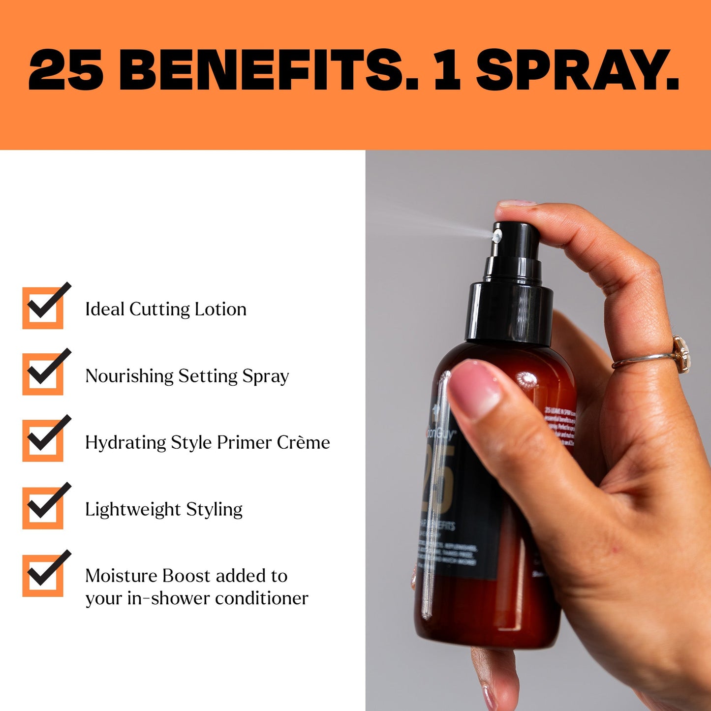 25 Leave-In Conditioner Spray – Hydrating, Detangling & Frizz Control for All Hair Types