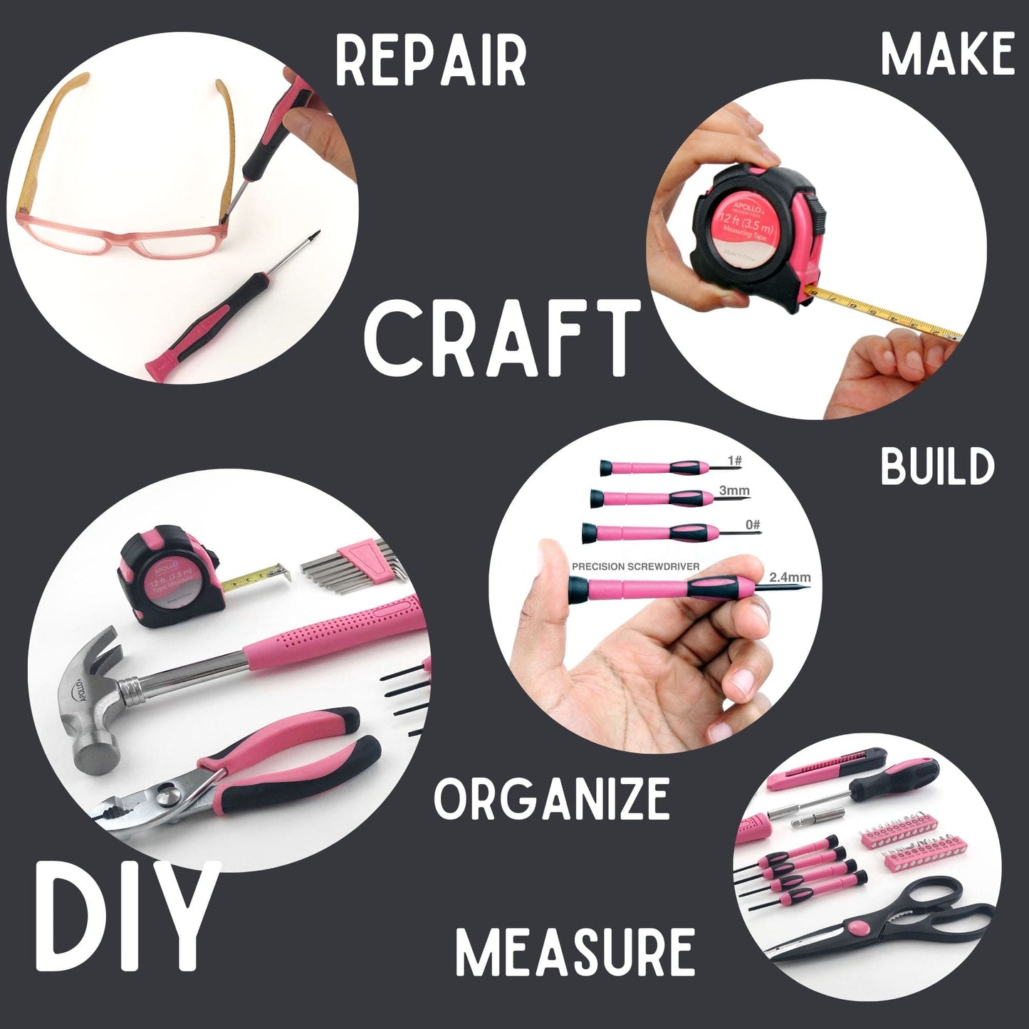 39 Piece General Tool Set Pink - DT9706P