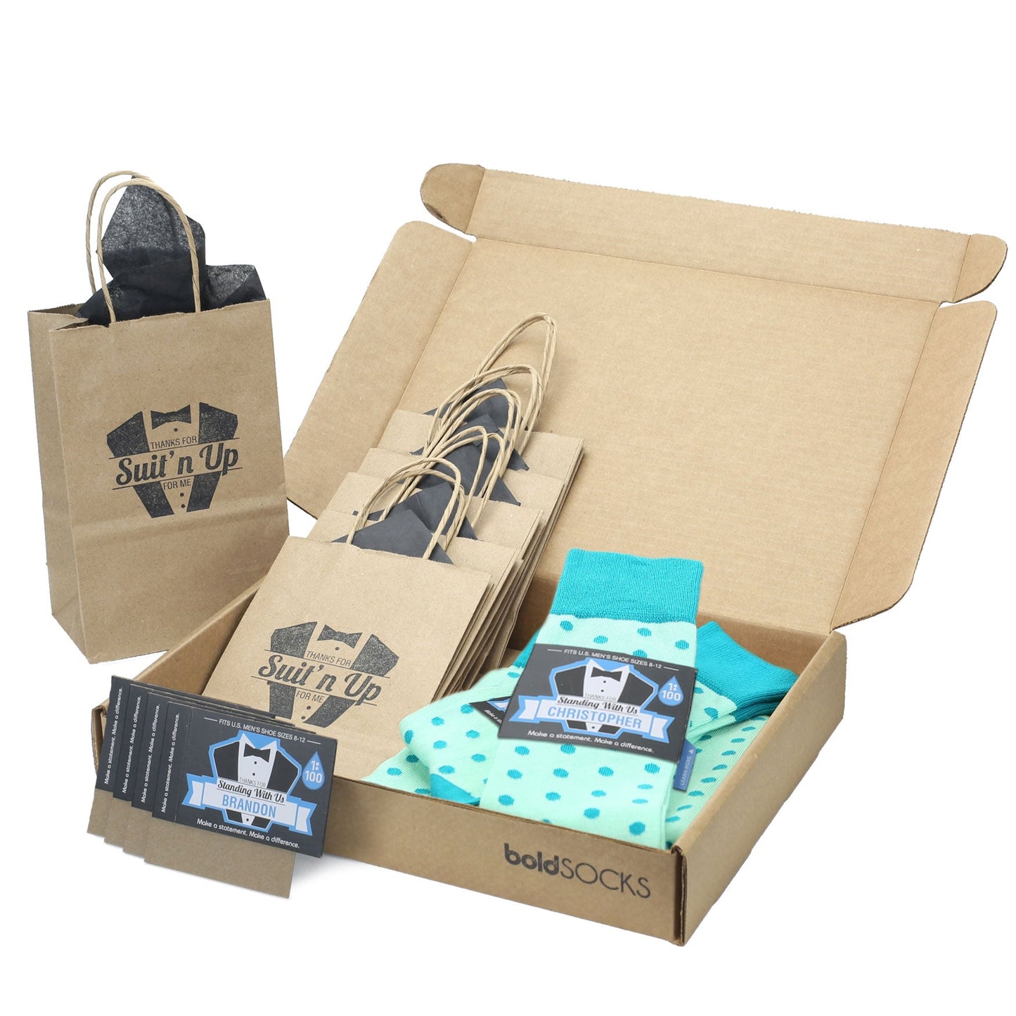 Customizable Groomsmen Gift Set Mint Jade Polka Dot Men's Dress Socks
