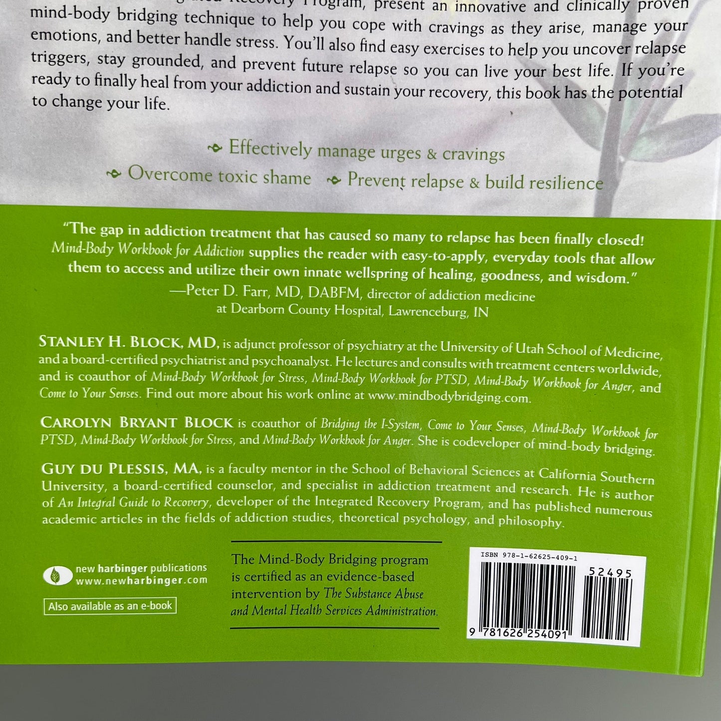 MIND-BODY WORKBOOK FOR ADDICTION Effective Tools Substance Abuse Recovery Book