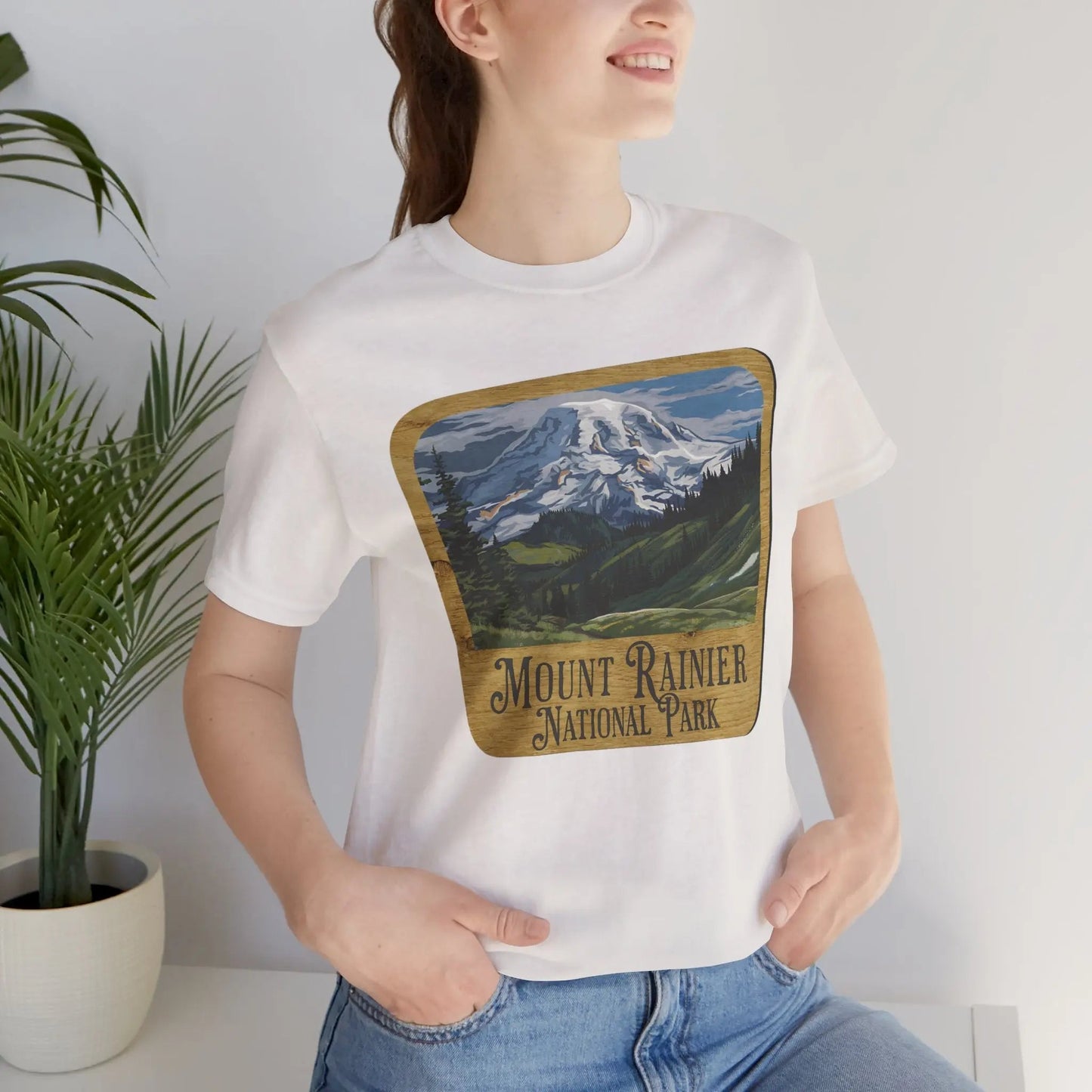 Mount Rainier National Park T-Shirt Mountain Wood Sign