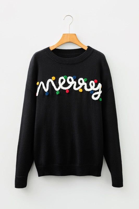 Christmas Merry Dot Dolman Sleeve Sweater
