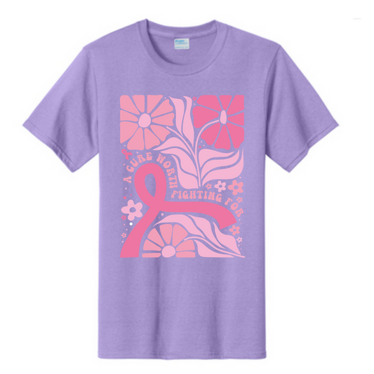 A cure worth fighting for Breast Cancer Awareness Fundraiser Tshirt PC61 Port & Co™ Essential Tee PUBLIC