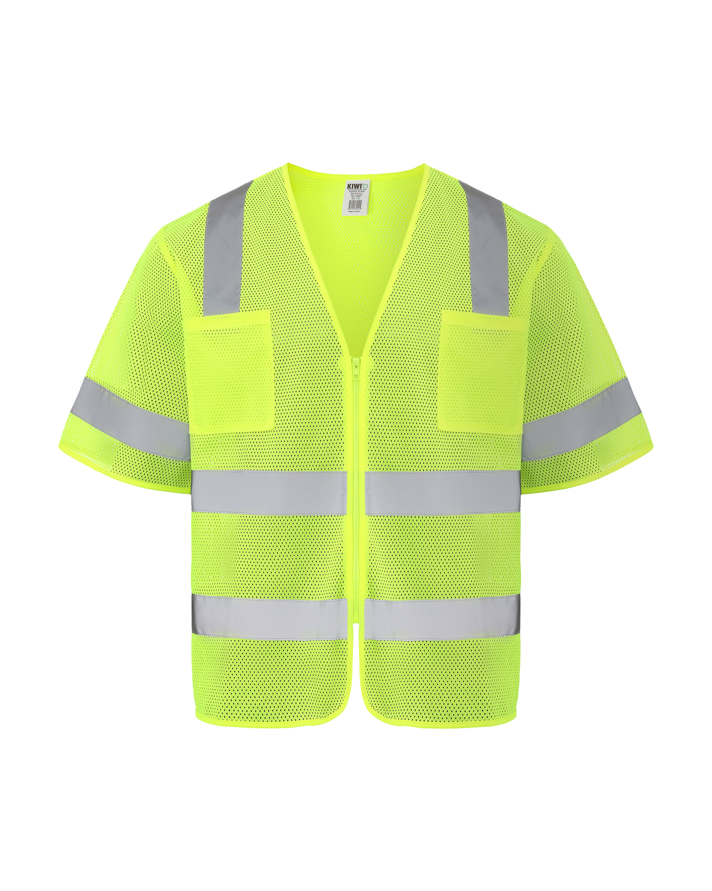 Kiwi High Visibility ANSI/ISEA 107-2020, Type R, Class 3 Dual Band Neon Short Sleeve Safety Vest [R72200]