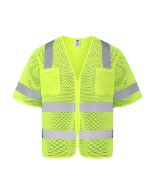 Kiwi High Visibility ANSI/ISEA 107-2020, Type R, Class 3 Dual Band Neon Short Sleeve Safety Vest [R72200]