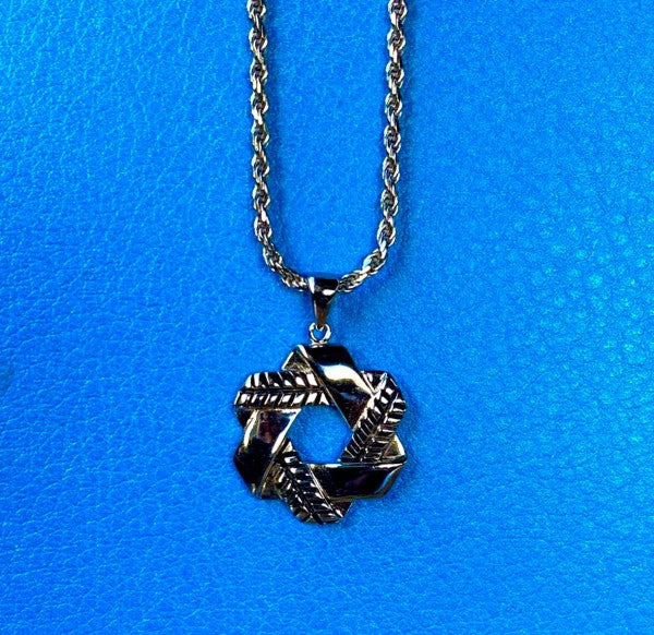 Stitched Star of David Necklace - 925 Sterling Sil