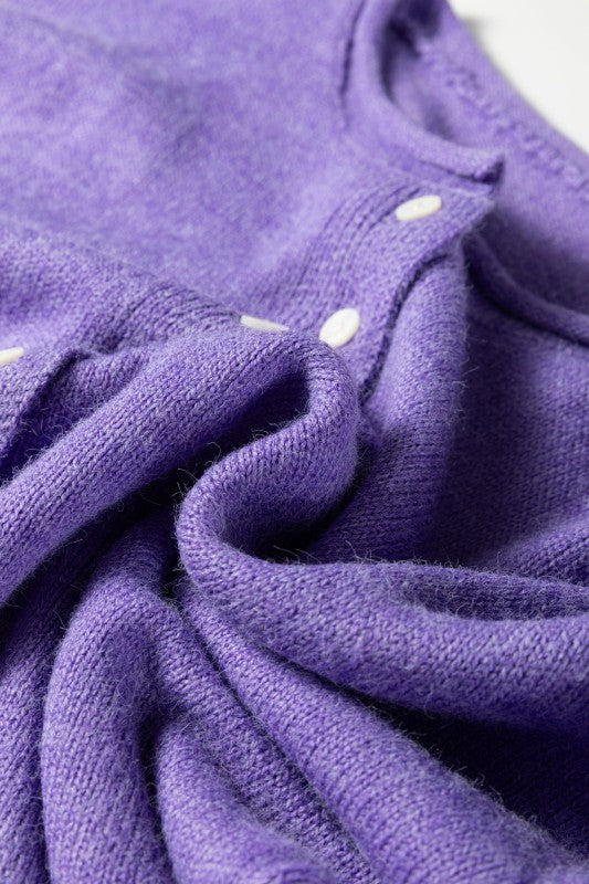 Solid Knit Button-Up Drop Shoulder Sweater Cardiga