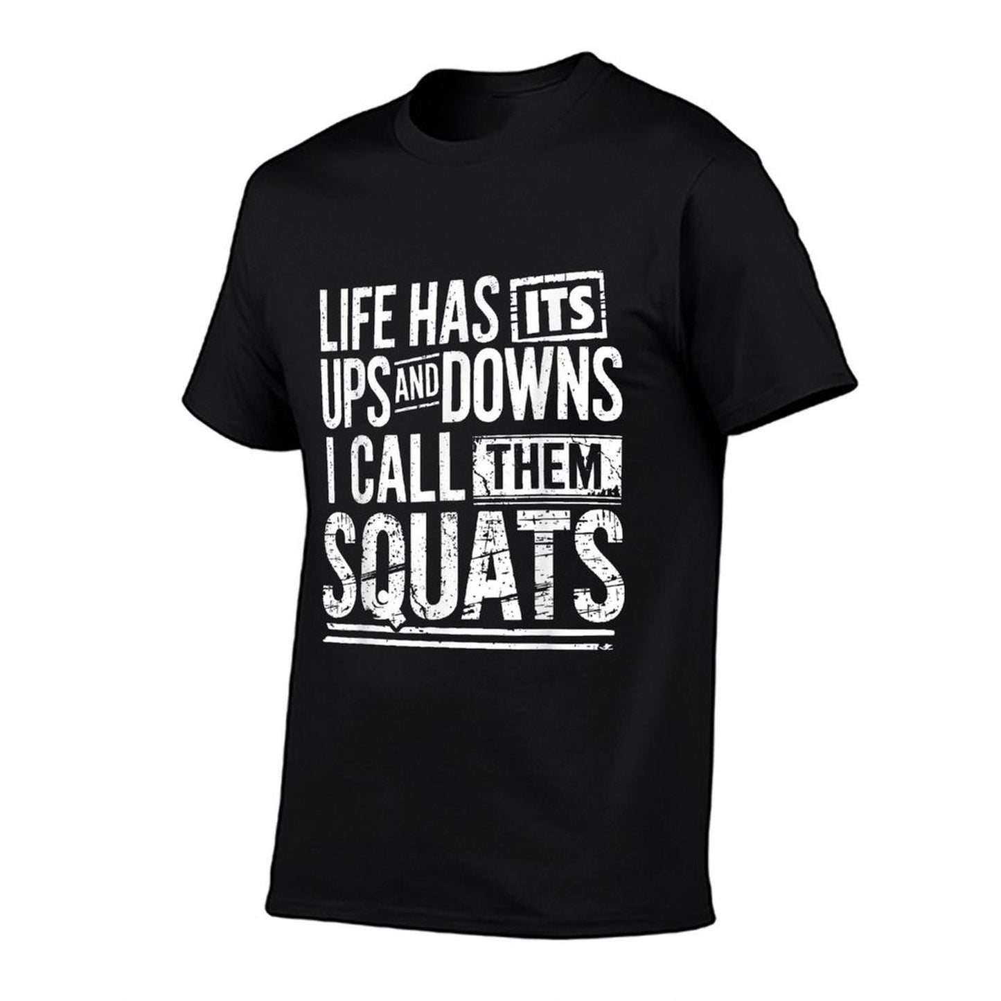Funny Fitness Gym Workout Weights Squat Men Women  Rolled Sleeves T-Shirt