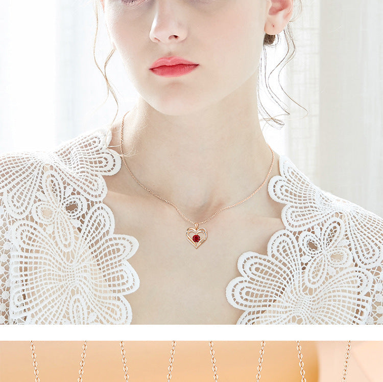 Heart Birthstone Necklace - "Memento Mori"