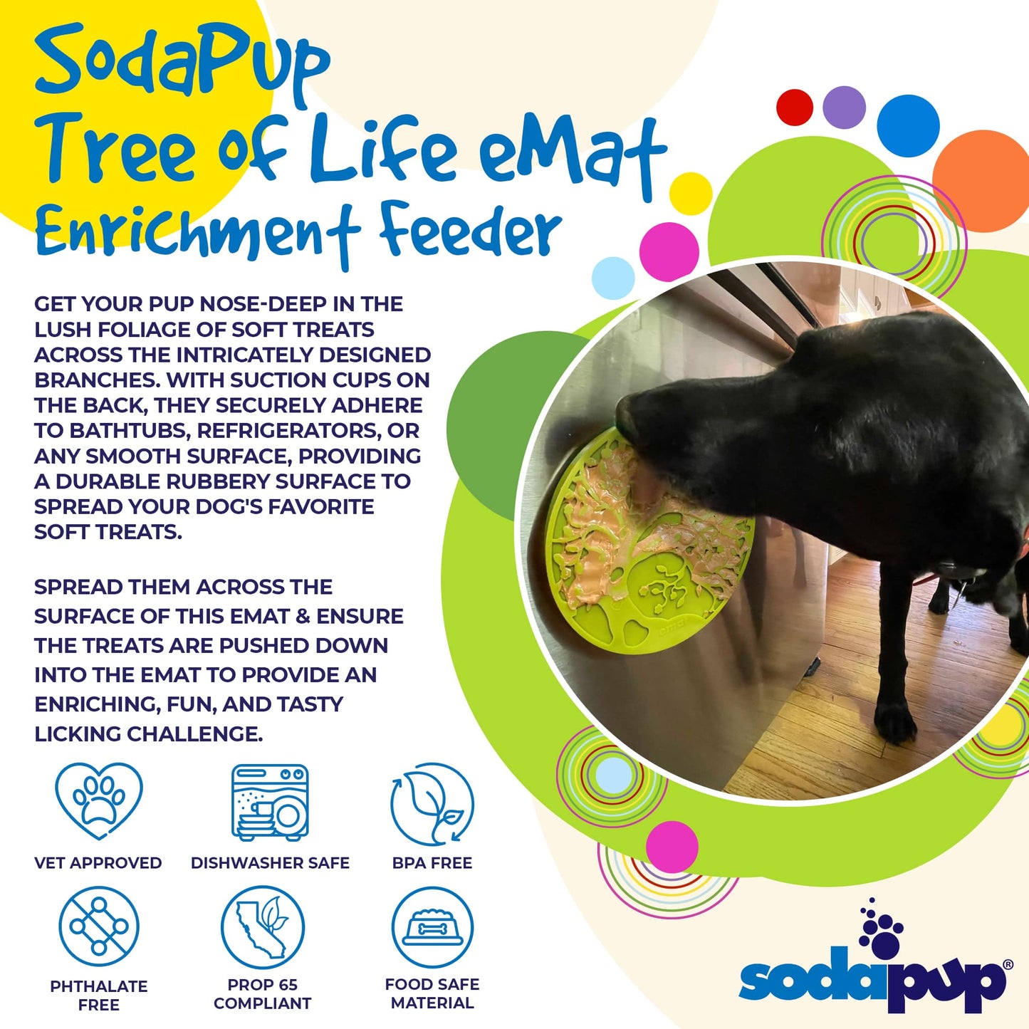 Tree of Life eMat - Enrichment Lick Mat For Dogs and Cats - With Suction Cups | Tree Design | USA Made