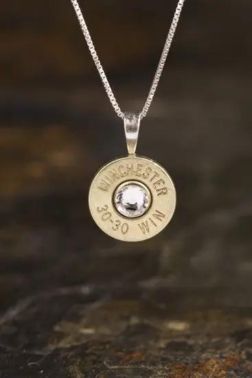 30-30 Sterling Silver Bullet Head Necklace