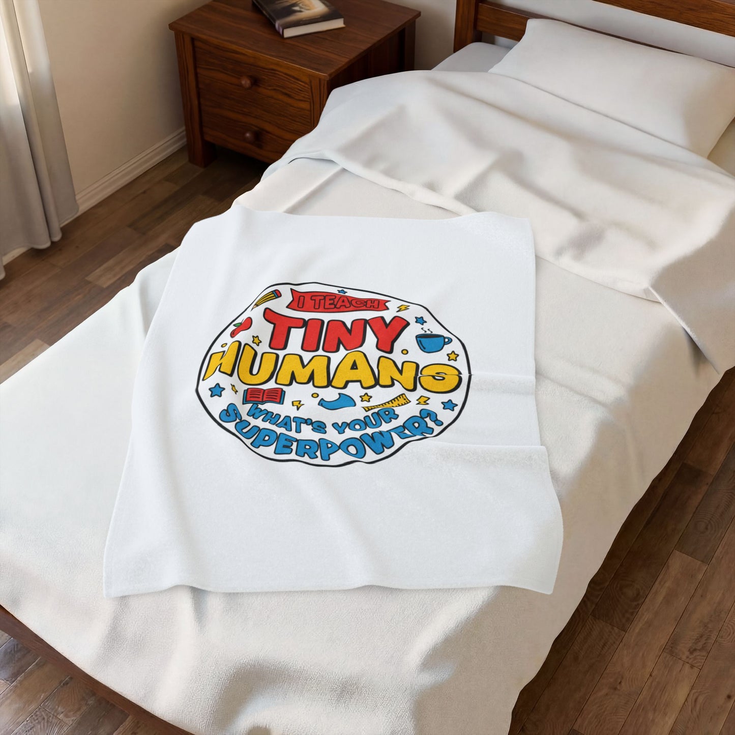 Tiny Humans Superpower Velveteen Blanket | Teacher Appreciation, Classroom Throw