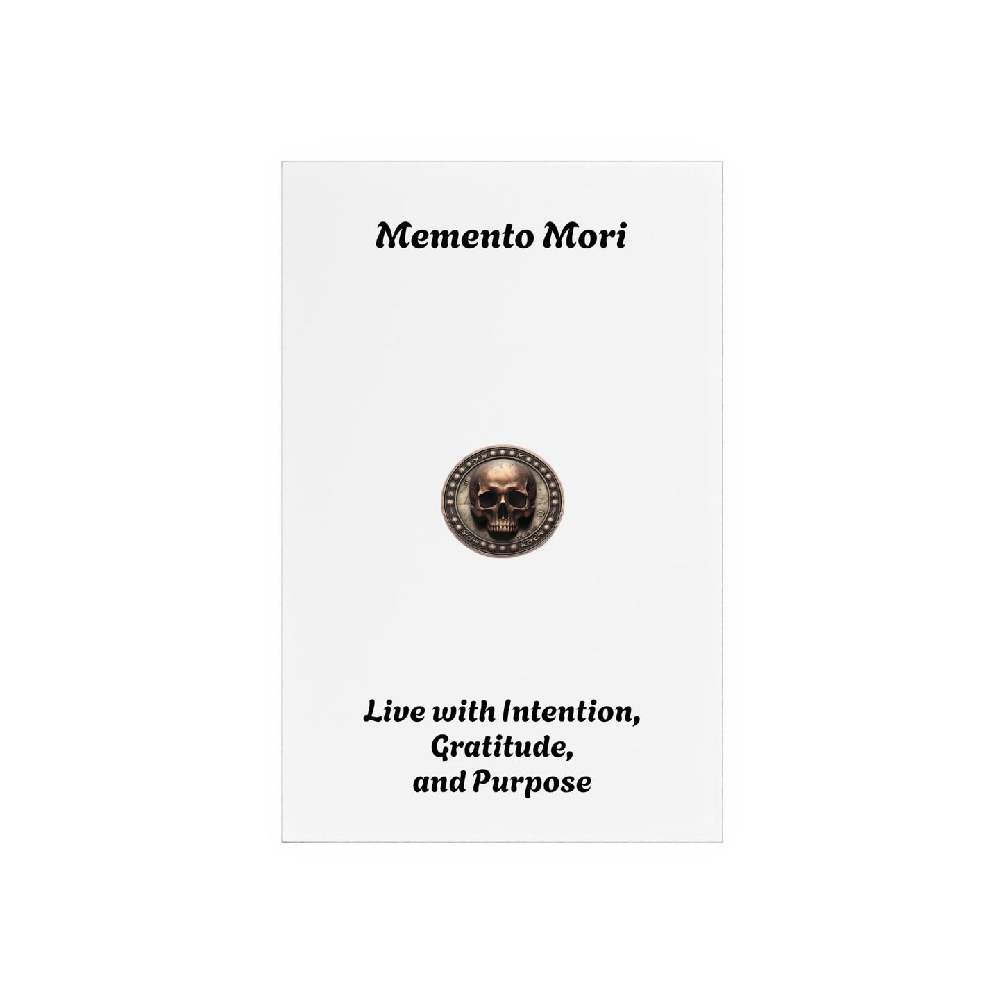 "Memento Mori" Acrylic Sign with Wooden Stand - "Live with Intention, Gratitude, and Purpose"
