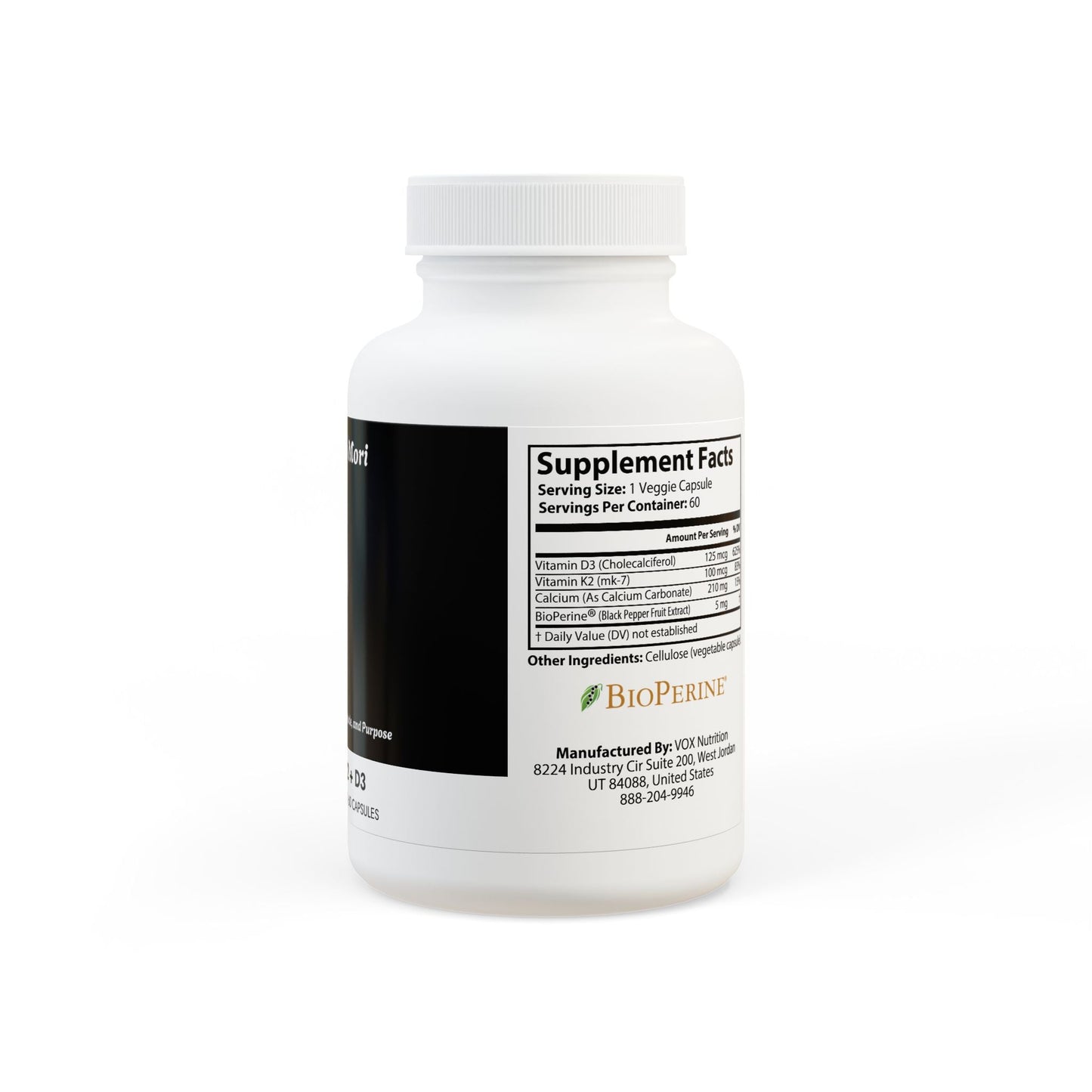 Vitamin K2 + D3 Supplement (60 Capsules) - "Memento Mori"