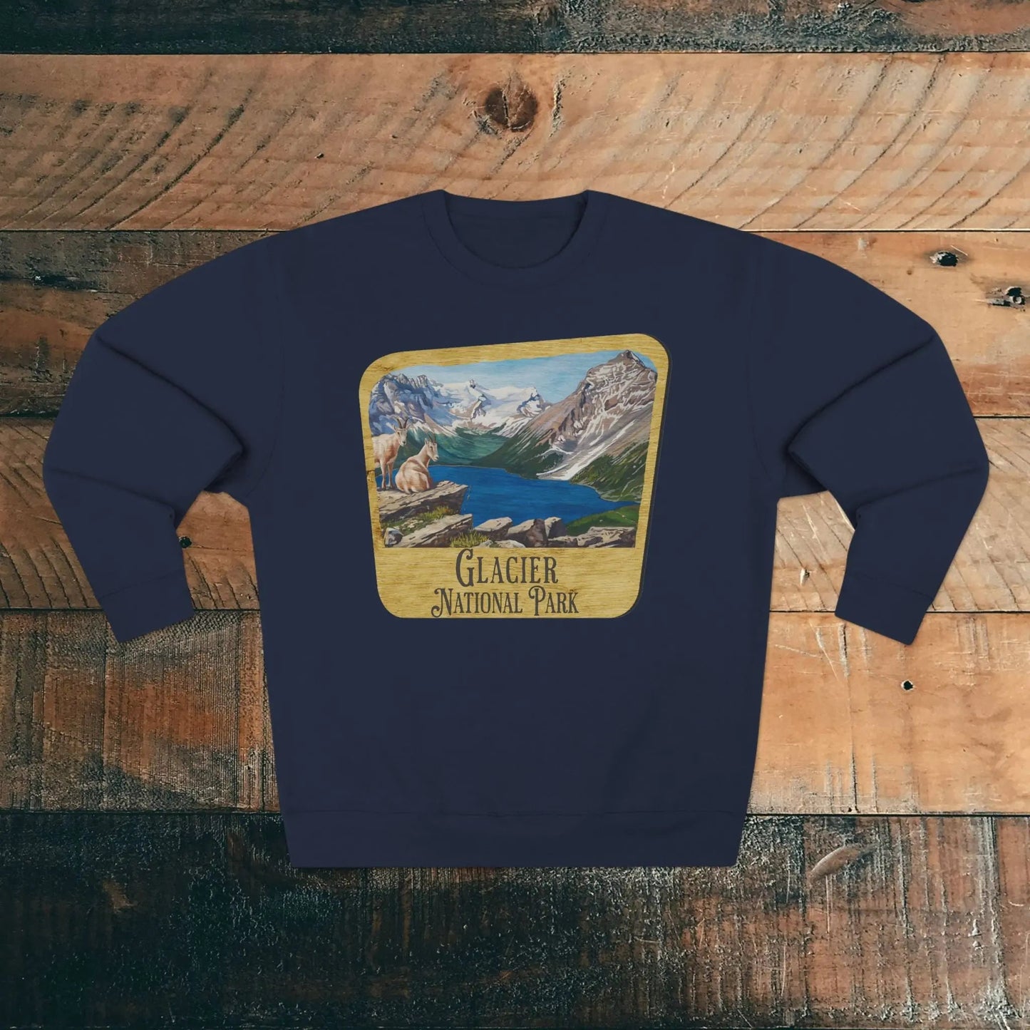 Glacier National Park Crewneck Sweatshirt Wood Sign