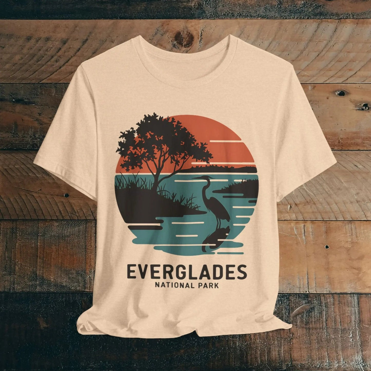 Everglades National Park T-Shirt Logo Retro Sunset