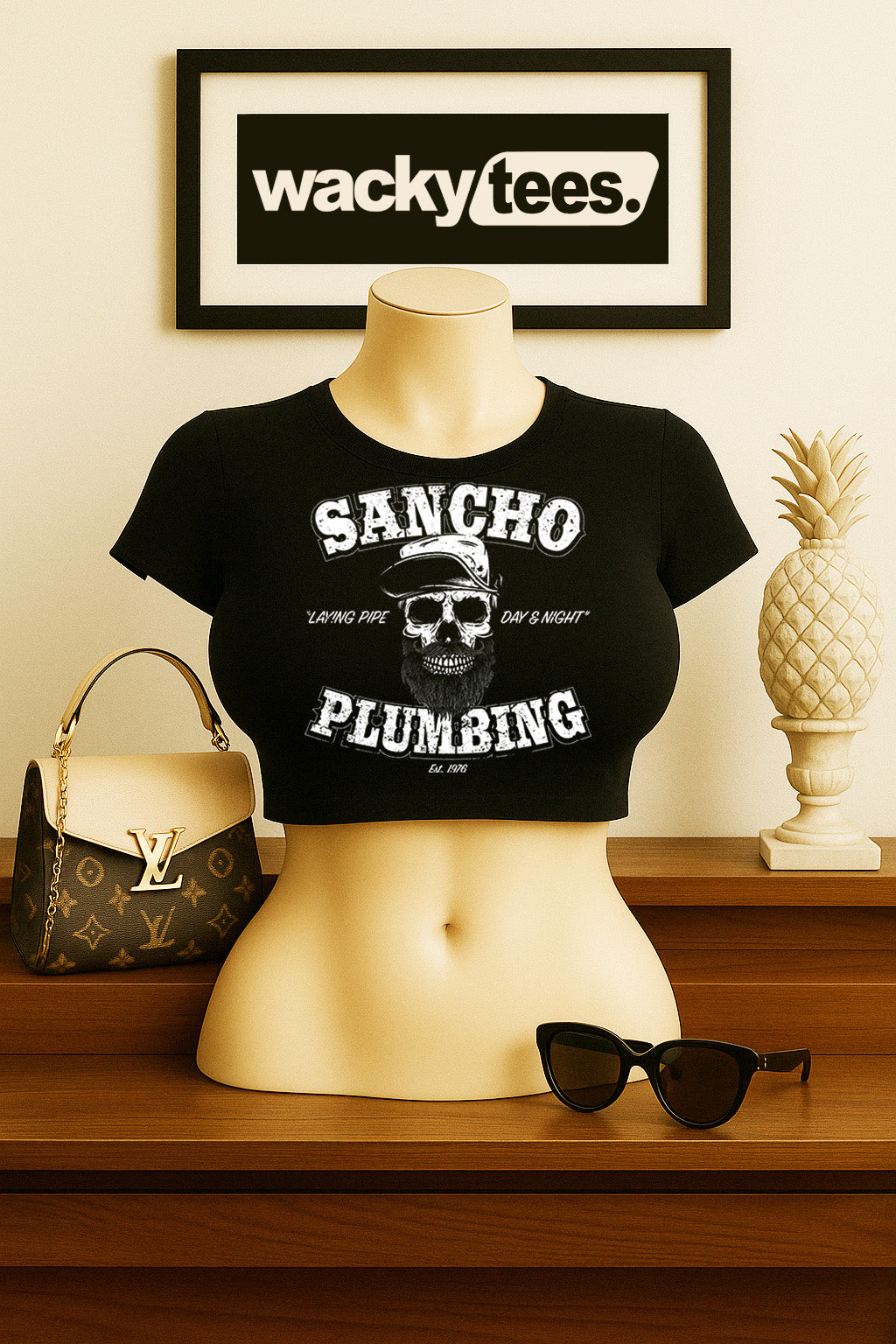 Sancho Plumbing Laying Pipe Day and Night Graphic Tee Shirt